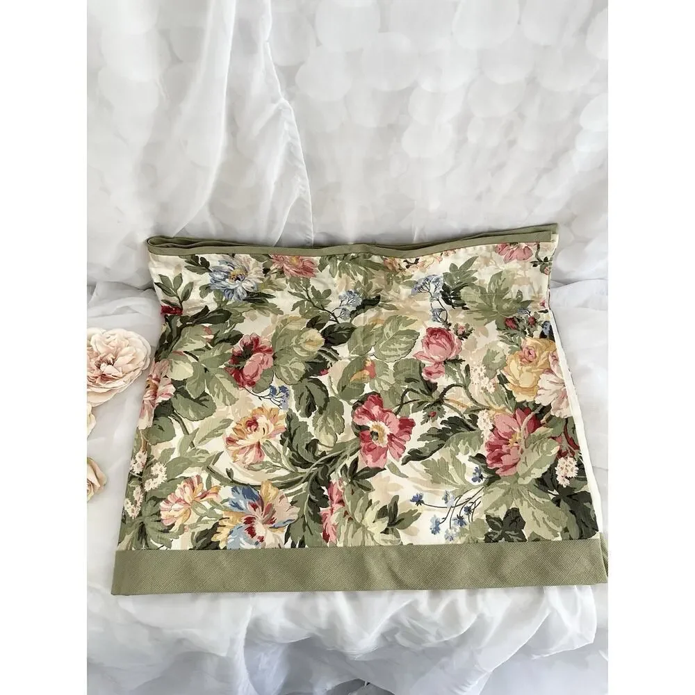 VTG Chintz Floral Valance Cottagecore Pink Green HUGE FLOWERS Country 104 X 23”